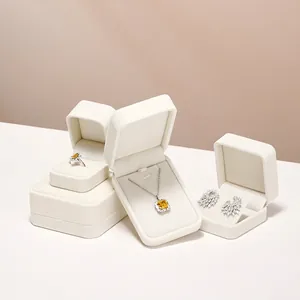 Elegant cream velvet jewelry gift boxes set for rings, necklaces and earrings display