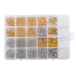 Comprehensive DIY earring making kit with hooks and rings in 24-compartment storage box