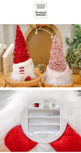 Détail du compartiment à piles avec interrupteur pour gnomes de Noël lumineux à paillettes