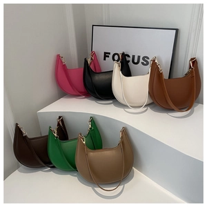 Minimalistische PU-Leder Halbmond-Achseltasche für Damen in sieben stylischen Farben