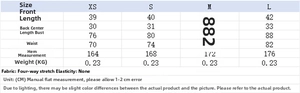Size chart for strapless backless top showing bust, waist, and length measurements in CM