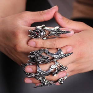 Articulated Armor Ring Alloy Dragon Skeleton Scorpion Movable Joint Punk Gothic Vintage Jewelry For Women And Men