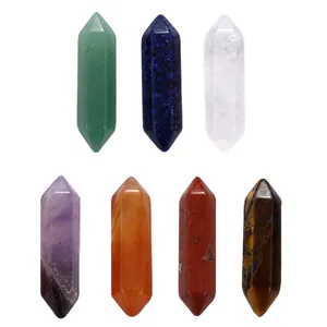 Set de 7 puntas de cristal natural hexagonales para sanación energética y decoración