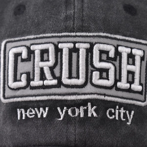 Classic washed cotton baseball cap featuring high-quality white CRUSH letter embroidery
