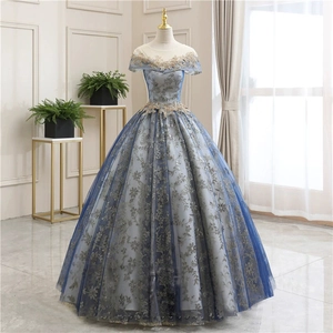 Off The Shoulder Evening Dress Floral Embroidery Sequin Tulle Ball Gown Formal Party Elegant Prom Gown For Women