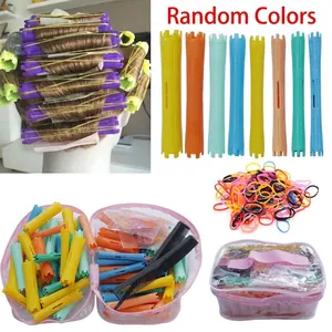 Hair Roller Perm Rods With Combs And Rubber Bands Plastic Professional Cold Perming DIY Tools With Storage Bag