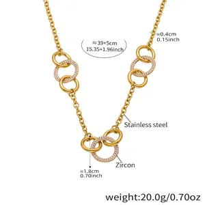 Détails du collier à trois anneaux plaqué or 18 carats avec zircon et spécifications