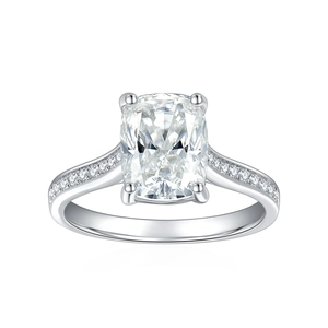 Cushion Cut Moissanite Ring S925 Sterling Silver 18K Gold Plated Engagement Wedding Jewelry Elegant For Women