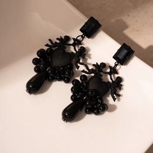 Boucles d'oreilles gothiques noires avec ange et cœur de style vintage palais français