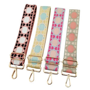 Adjustable Wide Jacquard Bag Strap Geometric Cannage Pattern Replacement Shoulder Strap For Handbags Crossbody Bags Women Accessories