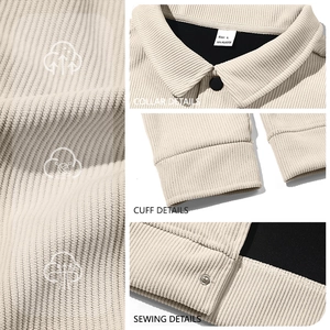 Mens corduroy single-breasted shirt jacket with lapel collar and chest pockets