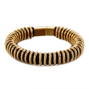 Men Stainless Steel Bracelet Gold Black Spiral Cable Industrial Punk Fashion Jewelry Magnetic Clasp Trendy