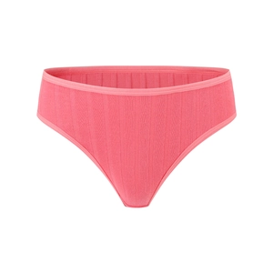 Rosa gerippter Baumwoll-String-Tanga für Damen mit bequemer mittelhoher Passform