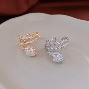 Luxury gold and silver plated snake rings with zircon stones in a minimalist wrap design