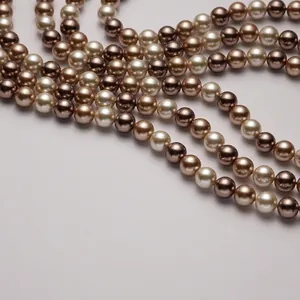 Mixed color 8mm glass pearl strands in white, champagne, and chocolate brown tones
