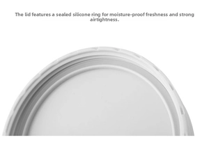 Detailed view of food-grade lid with silicone sealing ring for airtight freshness