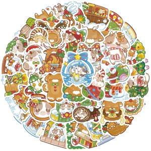 Detailed view of waterproof PVC Christmas cow stickers for holiday party decoration