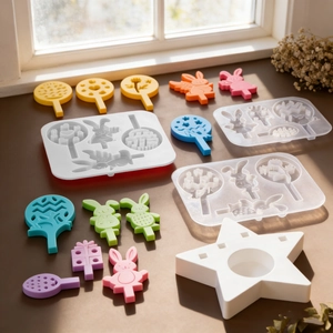 Easter bunny and star silicone molds for resin casting and candle base DIY projects