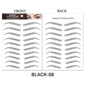 Waterproof 6D ecological eyebrow tattoo stickers BLACK-08 with 10 pairs of 3D designs