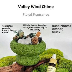 Detailed aromatic stone set with valley bluebell essential oil and moss decorations