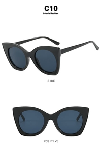 Detailed side and front views of stylish black cat-eye anti-blue light glasses frame C10