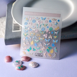 Butterfly Nail Art Stickers 5D Embossed Flower Decals Waterproof Self Adhesive Relief Design For Women DIY Manicure