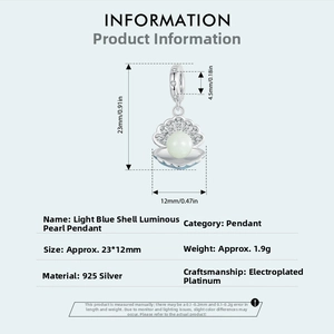 Spécifications de taille pour perle lumineuse en argent sterling 925 motif coquillage