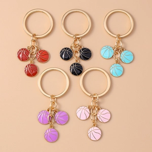 Alloy Basketball Keychain Sports Theme Drip Oil Keyring Pendant Bag Charm Accessories For Men Women Basketball Fans Gift