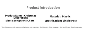 Detailed specifications for luxury flocked Christmas ornaments showing plastic material and size