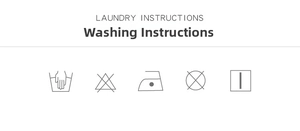 Instructions de lavage pour robe longue imprimée avec symboles de soin du textile