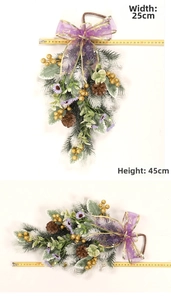 Christmas hanging teardrop wreath dimensions width 25cm and height 45cm details
