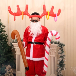 Inflatable reindeer antlers with rings and candy canes for Christmas party game decoration