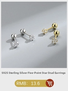 Detail of S925 sterling silver star stud earrings with secure screw back ball design