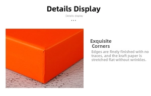 Detail view of smooth seamless corners on orange drawer jewelry box gift packaging