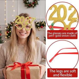 Glitzernde 2027 Neujahrsbrille mit rotem flexiblem Rahmen und goldenem PET-Finish