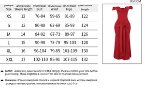 Tableau des tailles détaillé pour robe longue en satin dos nu de la taille XS à XXL