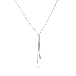 Minimalist silver butterfly adjustable Y-necklace with geometric triangle pendants