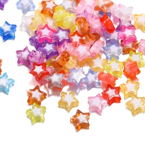Macro shot of colorful translucent acrylic star beads for DIY jewelry making