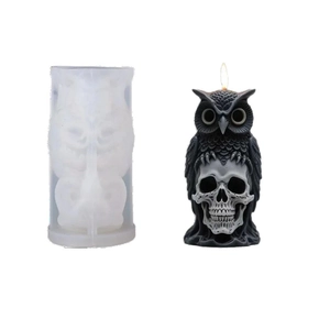 Halloween Eule und Totenkopf Silikonform für DIY kreative gotische Kerzenherstellung