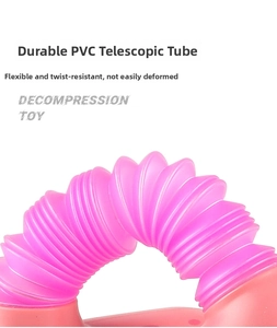 Macro shot of durable pink and orange PVC telescopic tube with corrugated texture