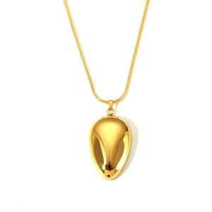 Minimalist 18k gold plated stainless steel necklace featuring a smooth pebble pendant