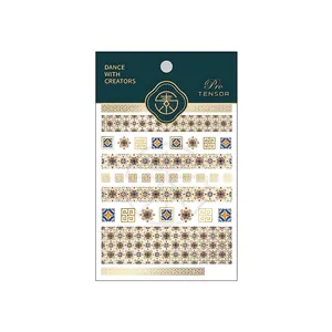 Bronzing nail decals M-068 featuring gold mandala and bohemian floral patterns