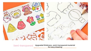 Details der verdickten lichtdurchlässigen Zeichenschablone mit Cartoon-Motiven zum Malen