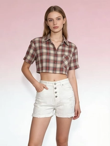 High Waisted Denim Shorts For Women White Cotton Ripped Distressed Four Button Fly Casual Summer Fashion Bottoms