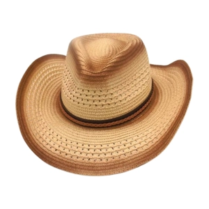Chapeau Cowboy Paille Vintage Bohème Tissé Main Large Bord Protection Solaire Plage Jazz Hommes Femmes Respirant