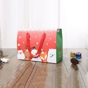 Christmas Gift Packaging White Cardboard Cartoon Santa Reindeer Holiday Party Portable Decorative Festive