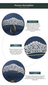 Detail of silver bridal crown with intricate filigree and hand-set crystal rhinestones