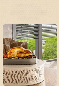 Close-up of a white hollowed-out food cover base with stable geometric mesh design