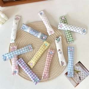 Fabric Cable Organizer Snap Button Heart Decor Cute Gingham Floral Pattern Desktop Wire Management For Earphones Data Line