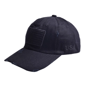 Casquette de baseball USA bleu marine vintage avec détails usés et finition délavée à la mode